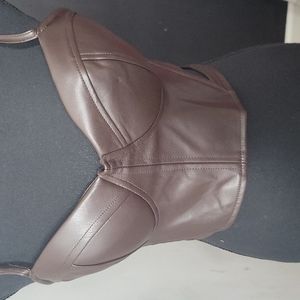 NWT Hesperus Crop Brown Faux leather Bralette Size medium